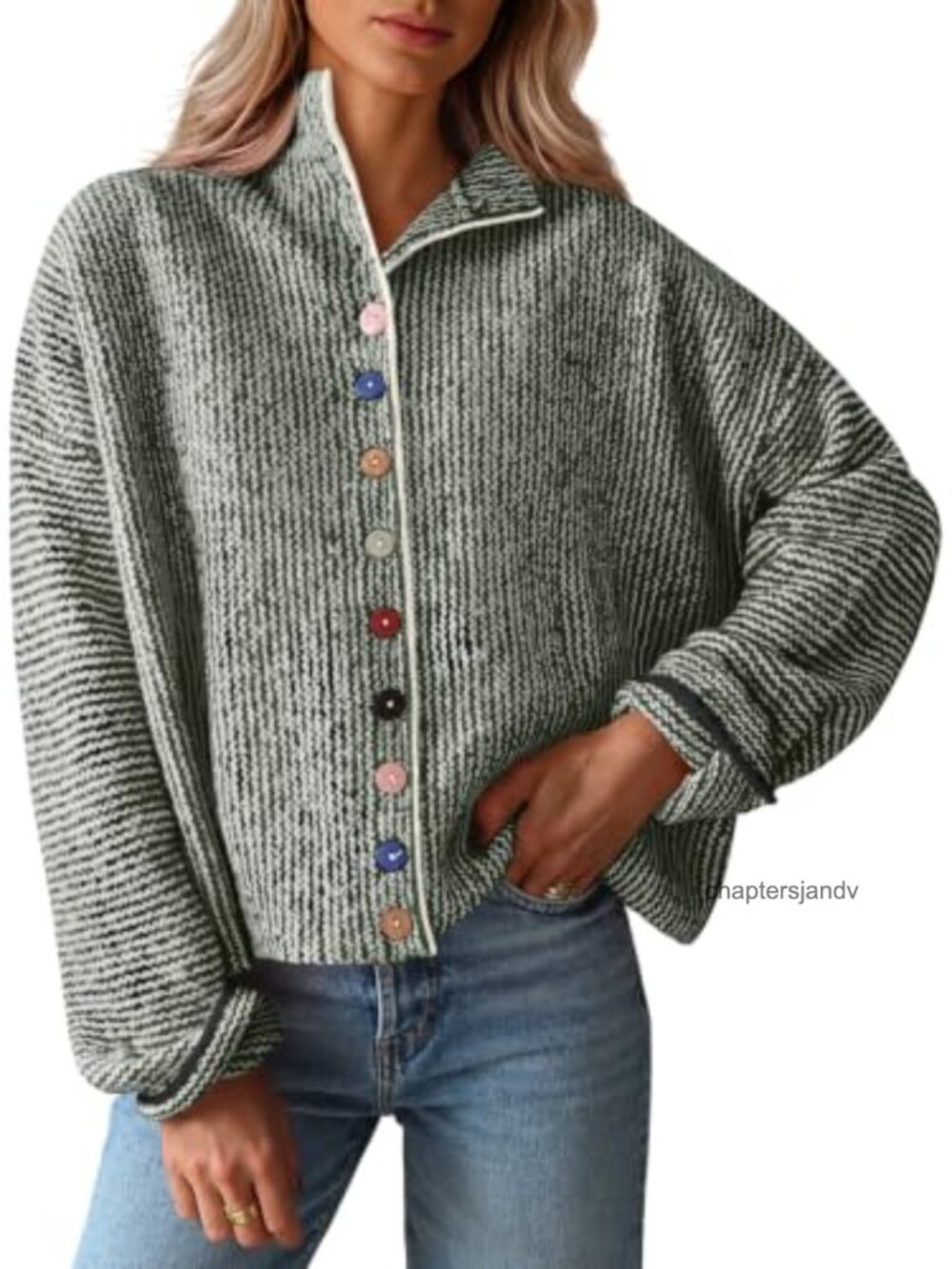 Striped Cardigan Sweaters Long Sleeve Knit Sweater